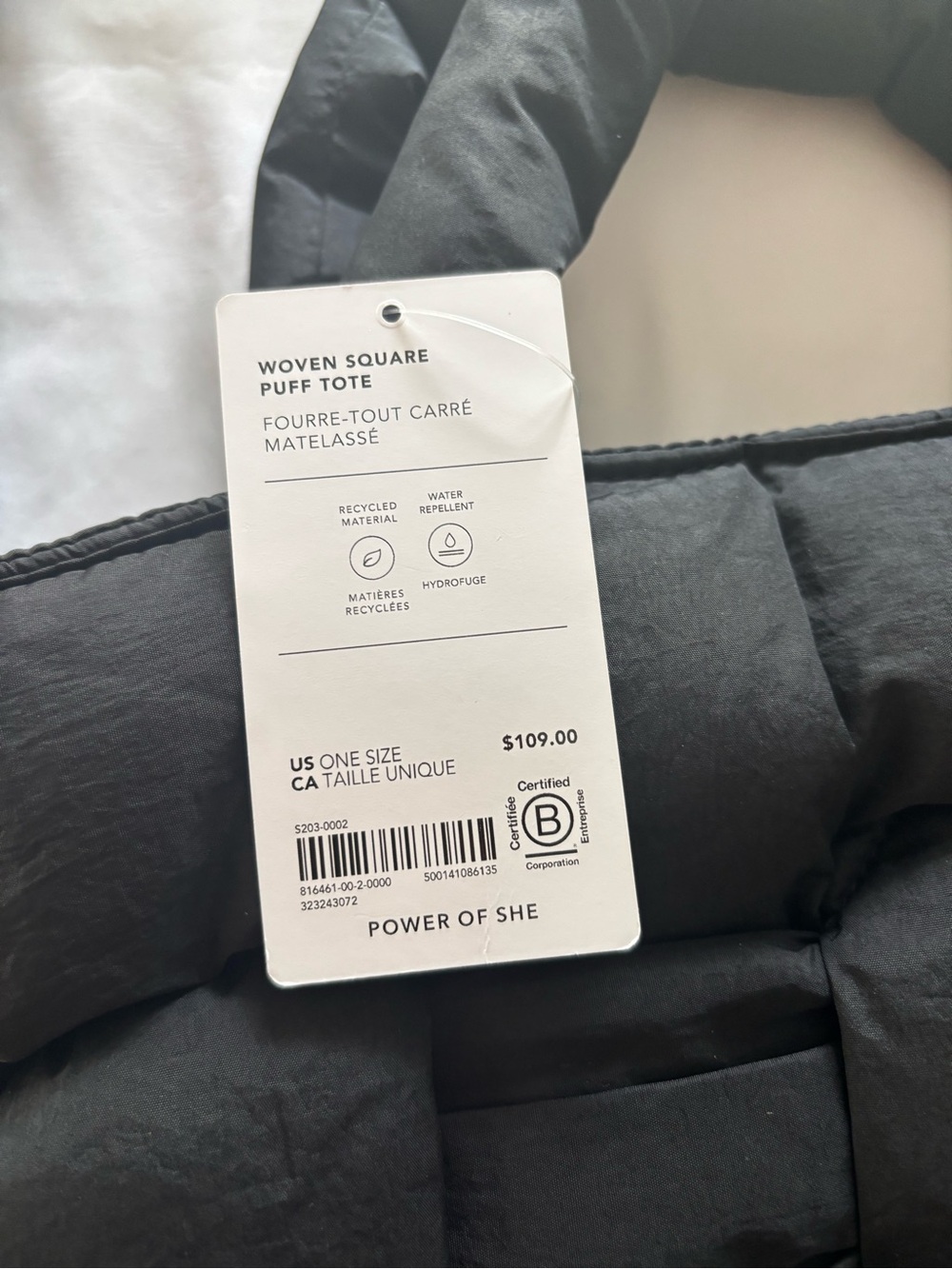 Athleta Quilted Puffer Tote in Black New With Tags - Picture 3 of 8